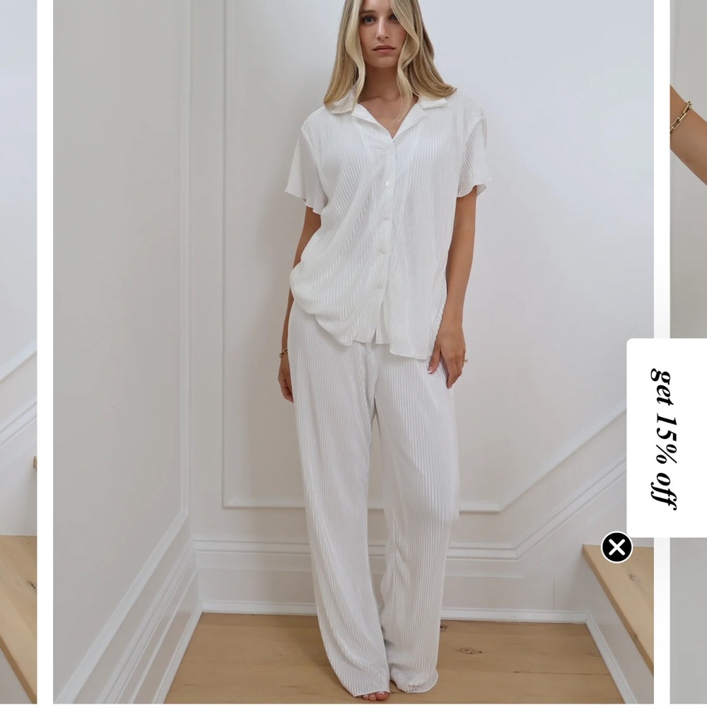 White Striped Pajama Set